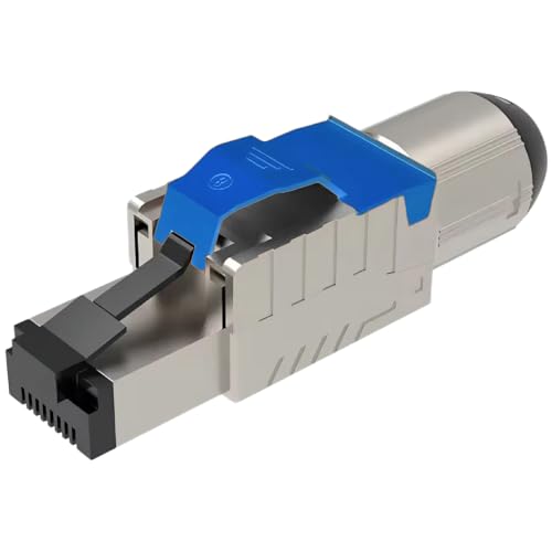UC-Express Netzwerkstecker CAT 8 RJ45-1x RJ45 Stecker Blau Steckverbinder - werkzeuglos - geschirmt - mit Zugentlastung - CAT8 CAT8.1 LAN Netzwerkkabel Stecker von UC-Express