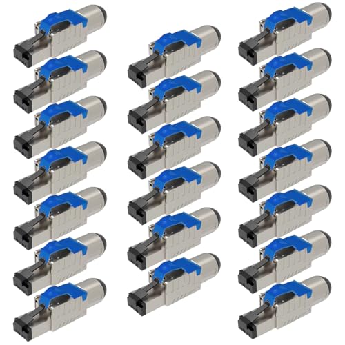 UC-Express Netzwerkstecker CAT 8 RJ45-20x RJ45 Stecker Blau Steckverbinder - werkzeuglos - geschirmt - mit Zugentlastung - CAT8 CAT8.1 LAN Netzwerkkabel Stecker von UC-Express