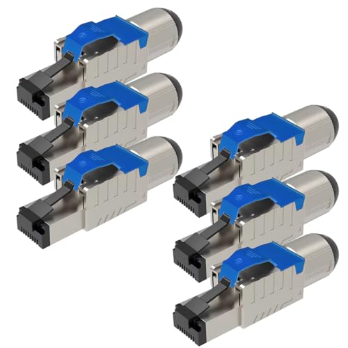 UC-Express Netzwerkstecker CAT 8 RJ45-6X RJ45 Stecker Blau Steckverbinder - werkzeuglos - geschirmt - mit Zugentlastung - CAT8 CAT8.1 LAN Netzwerkkabel Stecker von UC-Express