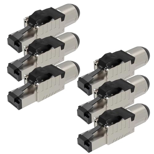 UC-Express Netzwerkstecker CAT 8 RJ45-6x RJ45 Stecker Schwarz Steckverbinder - werkzeuglos - geschirmt - mit Zugentlastung - CAT8 CAT8.1 LAN Netzwerkkabel Stecker von UC-Express
