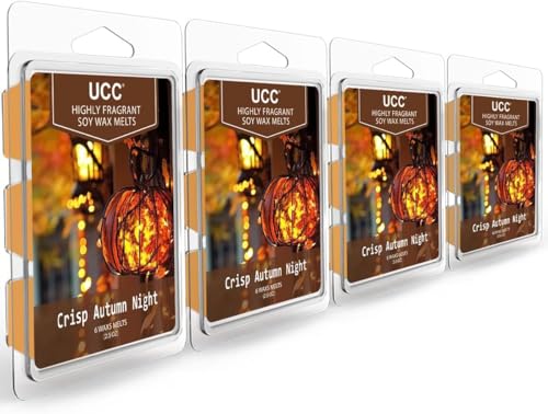 UCC Herbst-Wachs, starker Duft, langanhaltend, Premium-Soja-Duft, Schmelzwürfel, farbige Wachsschmelze, 4 Stück von UCC
