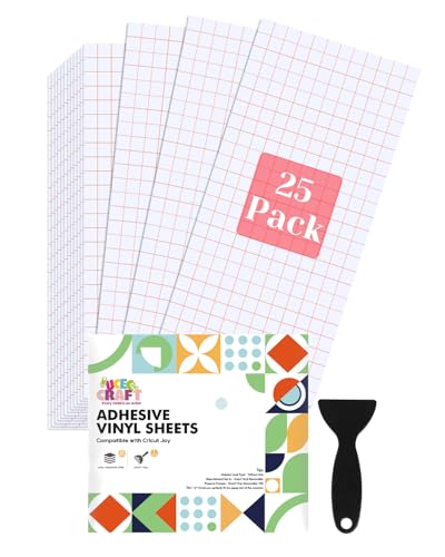 UCEC Transferfolie Plotter für Plotterfolie Vinyl – 25 Stück Übertragungsfolie Plotter mit rotem Ausrichtungsgitter, vorgeschnitten für Cricut Joy, ideal für Aufkleber, Fenster, Becher (14 x 30,5 cm) von UCEC