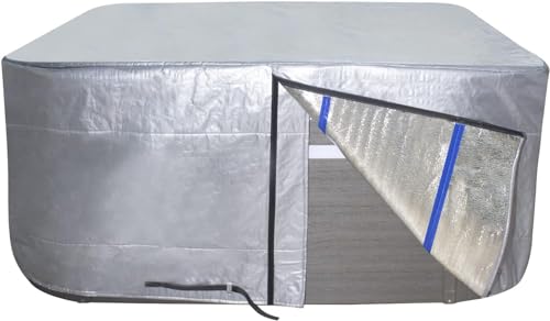 UCEDER Whirlpool-Abdeckung mit Isolierung, 170 g, Polyethylen-Spa-Abdeckung, wasserdicht und UV-Schutz, Whirlpool-Sonnenschutz (Silber, 231,1 x 231,1 x 88,9 cm) von UCEDER