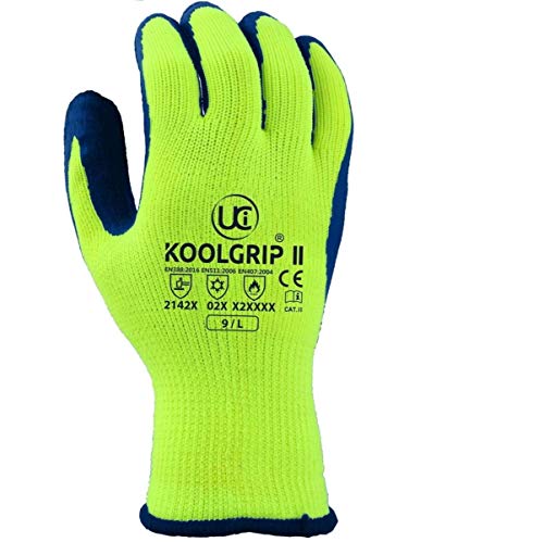 UCI Koolgrip-II dicker Latex-beschichtete Handfläche – Gelb Hi-Vis – Medium – 1 Paar von UCI
