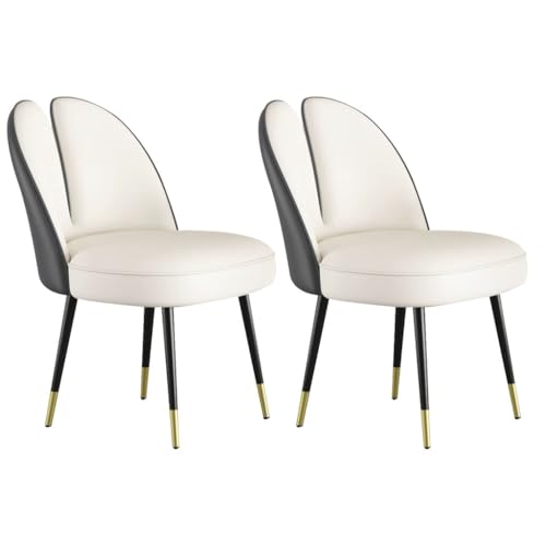 AMENAS Küche und Esszimmer Stühle Katzenklauen Leder Küchen Und Esszimmerstühle 2er Set Moderne Schlichtheit Schlafzimmer Ehezimmer Balkon Sofa Stuhl Schminktisch Mak up Stuhl(Dark gray+off-white) von UCKYSU
