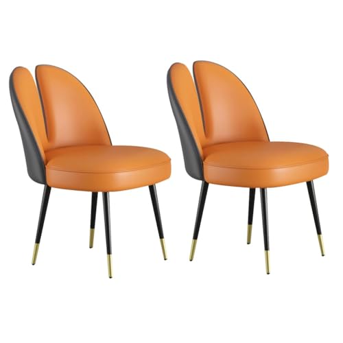 AMENAS Küche und Esszimmer Stühle Katzenklauen Leder Küchen Und Esszimmerstühle 2er Set Moderne Schlichtheit Schlafzimmer Ehezimmer Balkon Sofa Stuhl Schminktisch Mak up Stuhl(Dark gray+orange) von UCKYSU