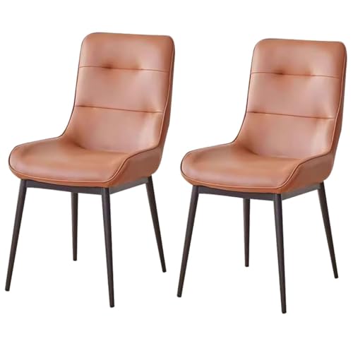 UCKYSU AMENAS Küche und Esszimmer Stühle 2 teilige Esszimmerstühle Kunstleder Lounge Thekenstühle Küche Und Wohnzimmer Stabiler Schreibtischstuhl Metallbeinen Haushalt(Orange) von UCKYSU