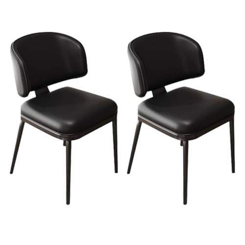 UCKYSU AMENAS Küche und Esszimmer Stühle 2 teilige Küchen Esszimmerstühle Metallbeinen Schlafzimmer Restaurant Gepolsterter Beistellstuhl Kunstleder(Negro) von UCKYSU