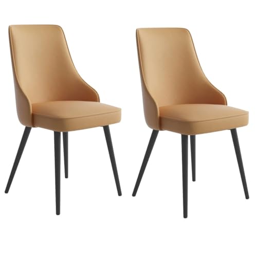 UCKYSU AMENAS Küche und Esszimmer Stühle 2 teilige Wohnzimmer Seitenstühle wasserdichte Küchen Und Esszimmerstühle PU Leder Lounge Thekenstühle Schwarzen Beinen(Light Coffee Color) von UCKYSU