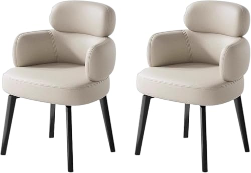 UCKYSU AMENAS Küche und Esszimmer Stühle 2er Set Empfangsstühle Kunstleder for Die Küche Mit Geschwungener Rückenlehne Und Metallbeinen Moderne Gepolsterte Akzentsessel(Beige) von UCKYSU