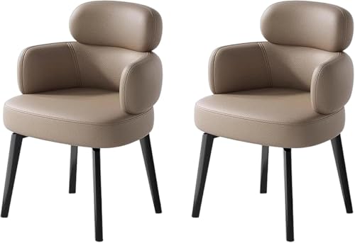 UCKYSU AMENAS Küche und Esszimmer Stühle 2er Set Empfangsstühle Kunstleder for Die Küche Mit Geschwungener Rückenlehne Und Metallbeinen Moderne Gepolsterte Akzentsessel(Coffee Color) von UCKYSU
