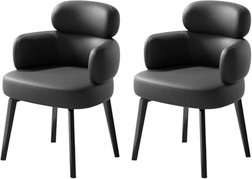 UCKYSU AMENAS Küche und Esszimmer Stühle 2er Set Empfangsstühle Kunstleder for Die Küche Mit Geschwungener Rückenlehne Und Metallbeinen Moderne Gepolsterte Akzentsessel(Negro) von UCKYSU