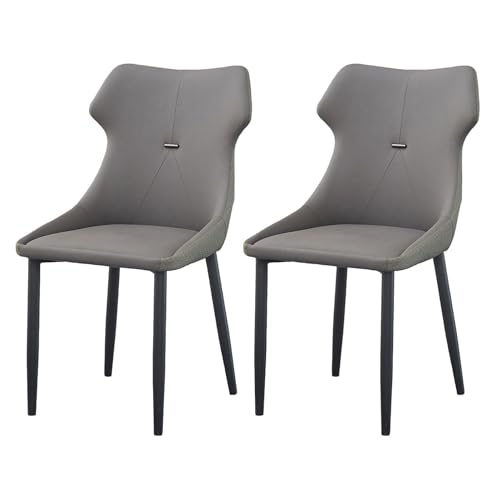 UCKYSU AMENAS Küche und Esszimmer Stühle 2er Set Esszimmerstühle Aus PU Leder for Die Küche Moderne Gepolsterte Esszimmerstühle Mit Metallbeinen Das Café Hause(Dark Gray) von UCKYSU