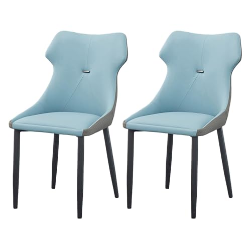 UCKYSU AMENAS Küche und Esszimmer Stühle 2er Set Esszimmerstühle Aus PU Leder for Die Küche Moderne Gepolsterte Esszimmerstühle Mit Metallbeinen Das Café Hause(Light Blue) von UCKYSU