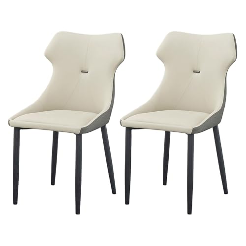 UCKYSU AMENAS Küche und Esszimmer Stühle 2er Set Esszimmerstühle Aus PU Leder for Die Küche Moderne Gepolsterte Esszimmerstühle Mit Metallbeinen Das Café Hause(Light Gray) von UCKYSU