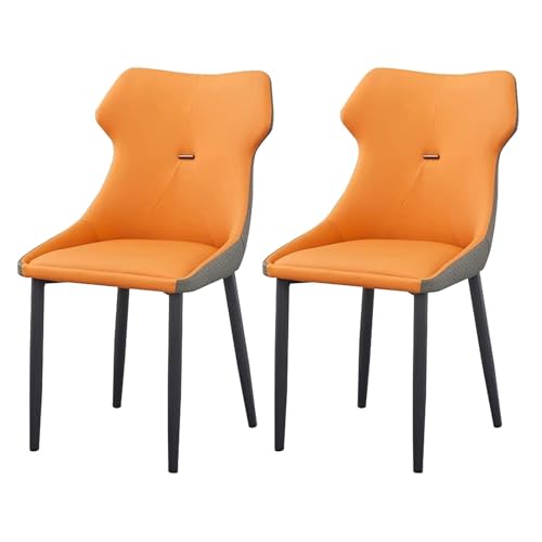 UCKYSU AMENAS Küche und Esszimmer Stühle 2er Set Esszimmerstühle Aus PU Leder for Die Küche Moderne Gepolsterte Esszimmerstühle Mit Metallbeinen Das Café Hause(Orange) von UCKYSU