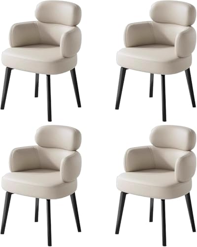 UCKYSU AMENAS Küche und Esszimmer Stühle 4er Set Empfangsstühle Kunstleder for Die Küche Mit Geschwungener Rückenlehne Und Metallbeinen Moderne Gepolsterte Akzentsessel(Beige) von UCKYSU
