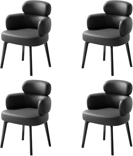 UCKYSU AMENAS Küche und Esszimmer Stühle 4er Set Empfangsstühle Kunstleder for Die Küche Mit Geschwungener Rückenlehne Und Metallbeinen Moderne Gepolsterte Akzentsessel(Negro) von UCKYSU