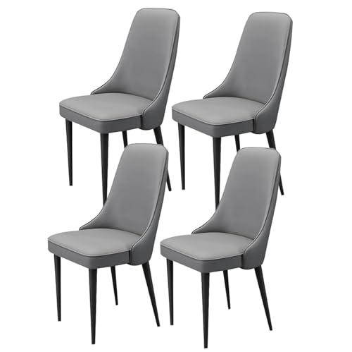 UCKYSU AMENAS Küche und Esszimmer Stühle 4er Set Küchen Esszimmerstühle Wohnzimmer Seitenstühle Mit Weicher Sitzfläche Aus Polyurethan Leder Und Metallbeinen(Dark Gray) von UCKYSU