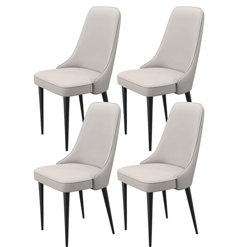 UCKYSU AMENAS Küche und Esszimmer Stühle 4er Set Küchen Esszimmerstühle Wohnzimmer Seitenstühle Mit Weicher Sitzfläche Aus Polyurethan Leder Und Metallbeinen(Light Gray) von UCKYSU