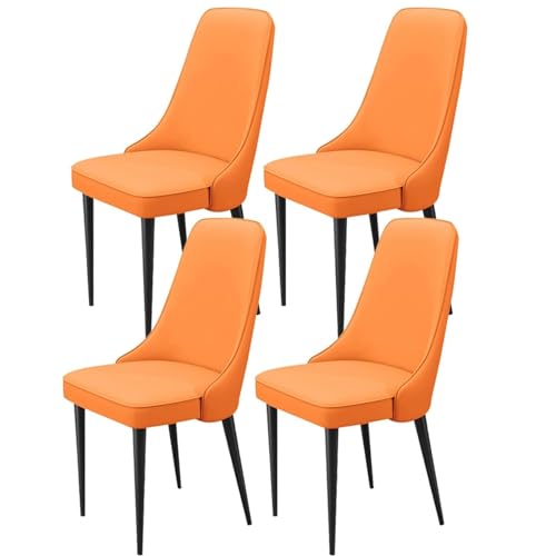 UCKYSU AMENAS Küche und Esszimmer Stühle 4er Set Küchen Esszimmerstühle Wohnzimmer Seitenstühle Mit Weicher Sitzfläche Aus Polyurethan Leder Und Metallbeinen(Orange) von UCKYSU