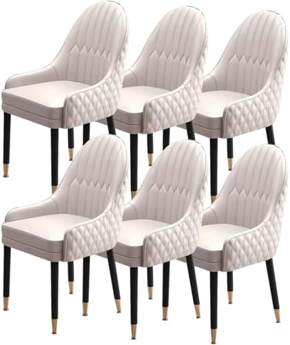 UCKYSU AMENAS Küche und Esszimmer Stühle 6er Set Esszimmerstühle for Die Küche Weich Gepolsterte Sitzfläche Aus Mikrofaserleder Moderne Akzent Sessel Mit Holzbeinen(All Beige) von UCKYSU