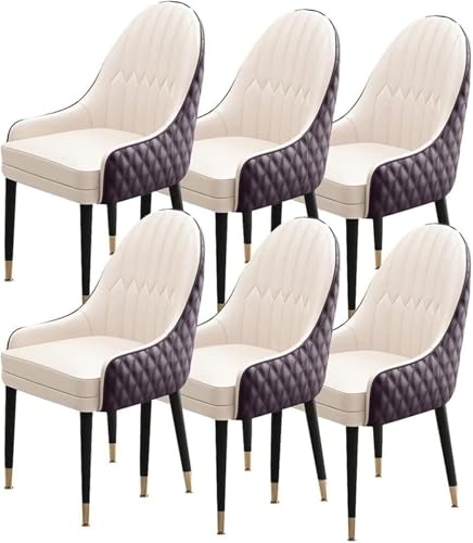 UCKYSU AMENAS Küche und Esszimmer Stühle 6er Set Esszimmerstühle for Die Küche Weich Gepolsterte Sitzfläche Aus Mikrofaserleder Moderne Akzent Sessel Mit Holzbeinen(Beige+Coffee) von UCKYSU