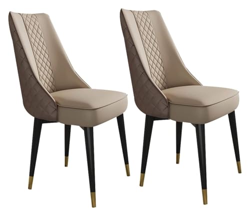 UCKYSU AMENAS Küche und Esszimmer Stühle Esszimmer Chai Set 2 Stück Mit Rückenlehne Faserleder Moderne Wohnzimmer Seitenstühle Mitte Jahrhunderts Metallbeinen(Khaki+Brown) von UCKYSU