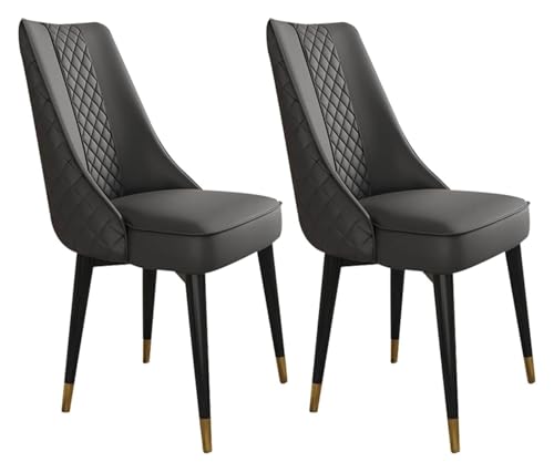 UCKYSU AMENAS Küche und Esszimmer Stühle Esszimmer Chai Set 2 Stück Mit Rückenlehne Faserleder Moderne Wohnzimmer Seitenstühle Mitte Jahrhunderts Metallbeinen(Noir) von UCKYSU