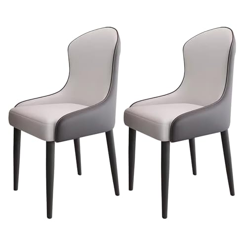 UCKYSU AMENAS Küche und Esszimmer Stühle Esszimmerstühle 2er Set Küchenstühle Mit PU Lederpolsterung Mit Schwarzem Metallrahmen Moderne Seitenstühle(Light Gray Dark Gray) von UCKYSU