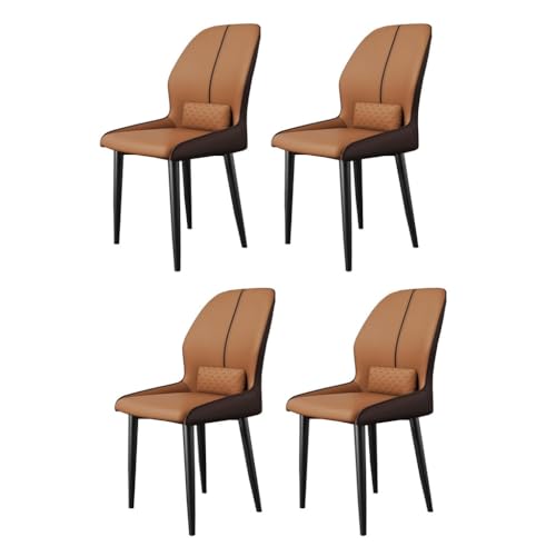 UCKYSU AMENAS Küche und Esszimmer Stühle Esszimmerstühle 4er Set Moderner Ledersessel Mit Hoher Rückenlehne Akzentstuhl Metallrahmen Für Küche Und Wohnzimmer(Orange+Brown.) von UCKYSU