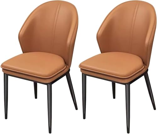 UCKYSU AMENAS Küche und Esszimmer Stühle Esszimmerstühle Kunstleder 2er Set Gepolsterte Beistellstühle Küche Esszimmer Schwarzem Metallrahmen(Orange) von UCKYSU