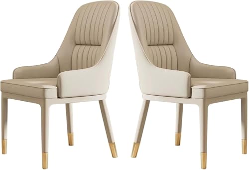 UCKYSU AMENAS Küche und Esszimmer Stühle Esszimmerstühle Kunstleder 2er Set Moderne Küchenstühle Mid Century Stil Mit Metallbeinen Und Armlehne(Cream White) von UCKYSU