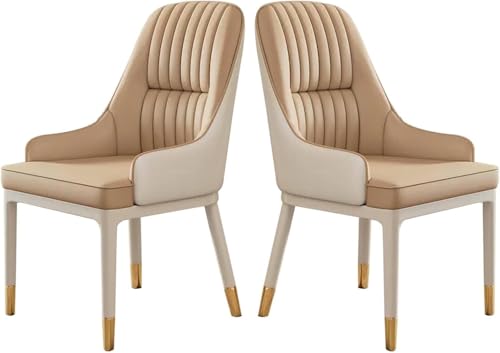 UCKYSU AMENAS Küche und Esszimmer Stühle Esszimmerstühle Kunstleder 2er Set Moderne Küchenstühle Mid Century Stil Mit Metallbeinen Und Armlehne(Light Complexion) von UCKYSU