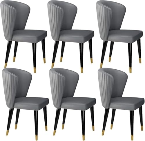 UCKYSU AMENAS Küche und Esszimmer Stühle Esszimmerstühle Kunstleder Mikrofaseroptik 6er Set Mit Beinen Aus Massivholz for Esszimmer, Küche, Wohnzimmer(Gray1) von UCKYSU