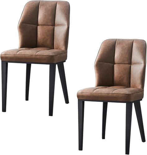 UCKYSU AMENAS Küche und Esszimmer Stühle Esszimmerstühle Mit Hoher Rückenlehne 2er Set Küchenstühle Sitzkissen PU Leder Beine Aus Kohlenstoffstahl Wohnzimmer-Seitenstühle(Brown) von UCKYSU