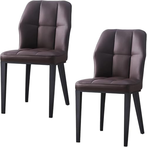 UCKYSU AMENAS Küche und Esszimmer Stühle Esszimmerstühle Mit Hoher Rückenlehne 2er Set Küchenstühle Sitzkissen PU Leder Beine Aus Kohlenstoffstahl Wohnzimmer-Seitenstühle(Coffee) von UCKYSU