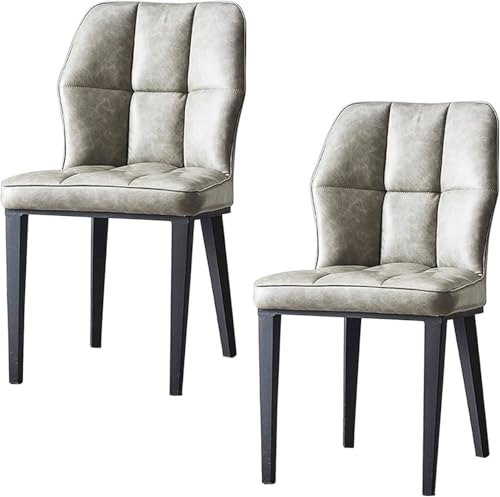 UCKYSU AMENAS Küche und Esszimmer Stühle Esszimmerstühle Mit Hoher Rückenlehne 2er Set Küchenstühle Sitzkissen PU Leder Beine Aus Kohlenstoffstahl Wohnzimmer-Seitenstühle(Cyan Gray) von UCKYSU
