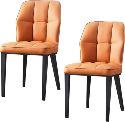 UCKYSU AMENAS Küche und Esszimmer Stühle Esszimmerstühle Mit Hoher Rückenlehne 2er Set Küchenstühle Sitzkissen PU Leder Beine Aus Kohlenstoffstahl Wohnzimmer-Seitenstühle(Earth Yellow) von UCKYSU