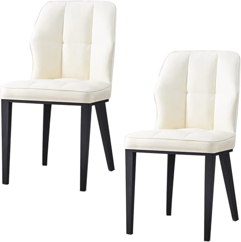 UCKYSU AMENAS Küche und Esszimmer Stühle Esszimmerstühle Mit Hoher Rückenlehne 2er Set Küchenstühle Sitzkissen PU Leder Beine Aus Kohlenstoffstahl Wohnzimmer-Seitenstühle(White) von UCKYSU