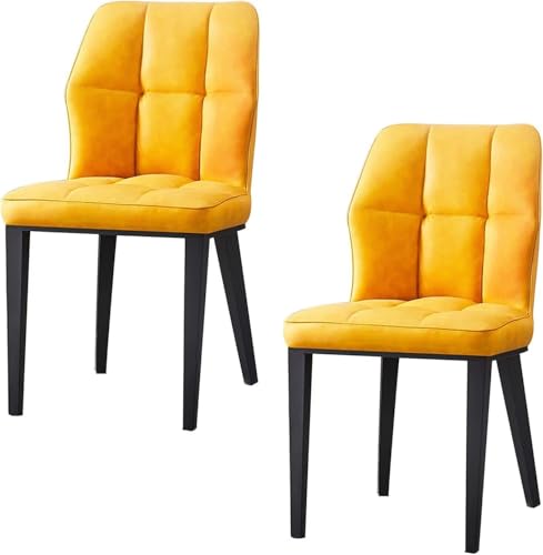 UCKYSU AMENAS Küche und Esszimmer Stühle Esszimmerstühle Mit Hoher Rückenlehne 2er Set Küchenstühle Sitzkissen PU Leder Beine Aus Kohlenstoffstahl Wohnzimmer-Seitenstühle(Yellow) von UCKYSU