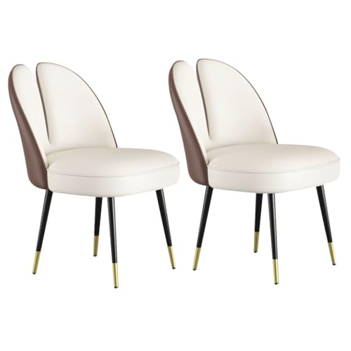 UCKYSU AMENAS Küche und Esszimmer Stühle Katzenklauen Leder Küchen Und Esszimmerstühle 2er Set Moderne Schlichtheit Schlafzimmer Ehezimmer Balkon Sofa Stuhl Schminktisch Mak up Stuhl(Coffee+beige) von UCKYSU