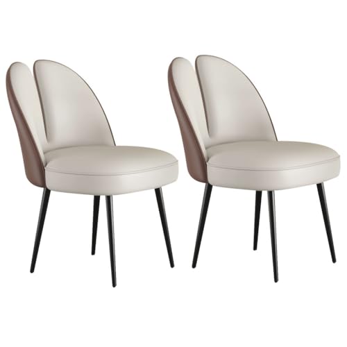 UCKYSU AMENAS Küche und Esszimmer Stühle Katzenklauen Leder Küchen Und Esszimmerstühle 2er Set Schlafzimmer Ehezimmer Balkon Sofa Stuhl Stabile Metallbeine Aus Karbonstahl(Coffee+Rice Gray) von UCKYSU
