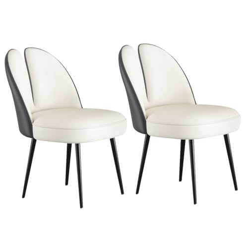 UCKYSU AMENAS Küche und Esszimmer Stühle Katzenklauen Leder Küchen Und Esszimmerstühle 2er Set Schlafzimmer Ehezimmer Balkon Sofa Stuhl Stabile Metallbeine Aus Karbonstahl(Dark Gray+Off-White) von UCKYSU