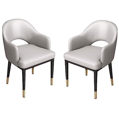 UCKYSU AMENAS Küche und Esszimmer Stühle Küchen Esszimmerstühle 2er Set Haushalts Schreibtischstuhl Aus Litschi Leder Moderne Freizeit Esszimmer Akzent Sessel Stabile Metallbeine(Light Gray) von UCKYSU