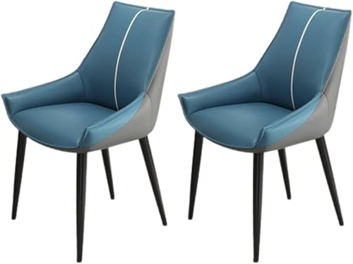 UCKYSU AMENAS Küche und Esszimmer Stühle Küchen Esszimmerstühle 2er Set Mit Gepolsterter Sitzfläche Metallbeinen for Wohnzimmer Esszimmer(Lake Blue+Dark Gray,Black Leg) von UCKYSU