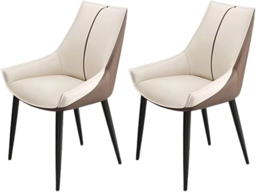 UCKYSU AMENAS Küche und Esszimmer Stühle Küchen Esszimmerstühle 2er Set Mit Gepolsterter Sitzfläche Metallbeinen for Wohnzimmer Esszimmer(Mibai+Coffee,Black Leg) von UCKYSU