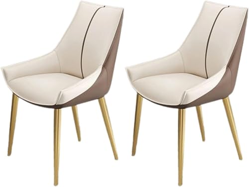 UCKYSU AMENAS Küche und Esszimmer Stühle Küchen Esszimmerstühle 2er Set Mit Gepolsterter Sitzfläche Metallbeinen for Wohnzimmer Esszimmer(Mibai+Coffee,Golden Leg) von UCKYSU