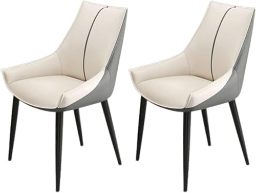 UCKYSU AMENAS Küche und Esszimmer Stühle Küchen Esszimmerstühle 2er Set Mit Gepolsterter Sitzfläche Metallbeinen for Wohnzimmer Esszimmer(Off-White+Dark Gray,Black Leg) von UCKYSU