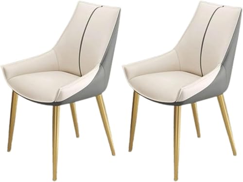 UCKYSU AMENAS Küche und Esszimmer Stühle Küchen Esszimmerstühle 2er Set Mit Gepolsterter Sitzfläche Metallbeinen for Wohnzimmer Esszimmer(Off-White+Dark Gray,Golden Leg) von UCKYSU